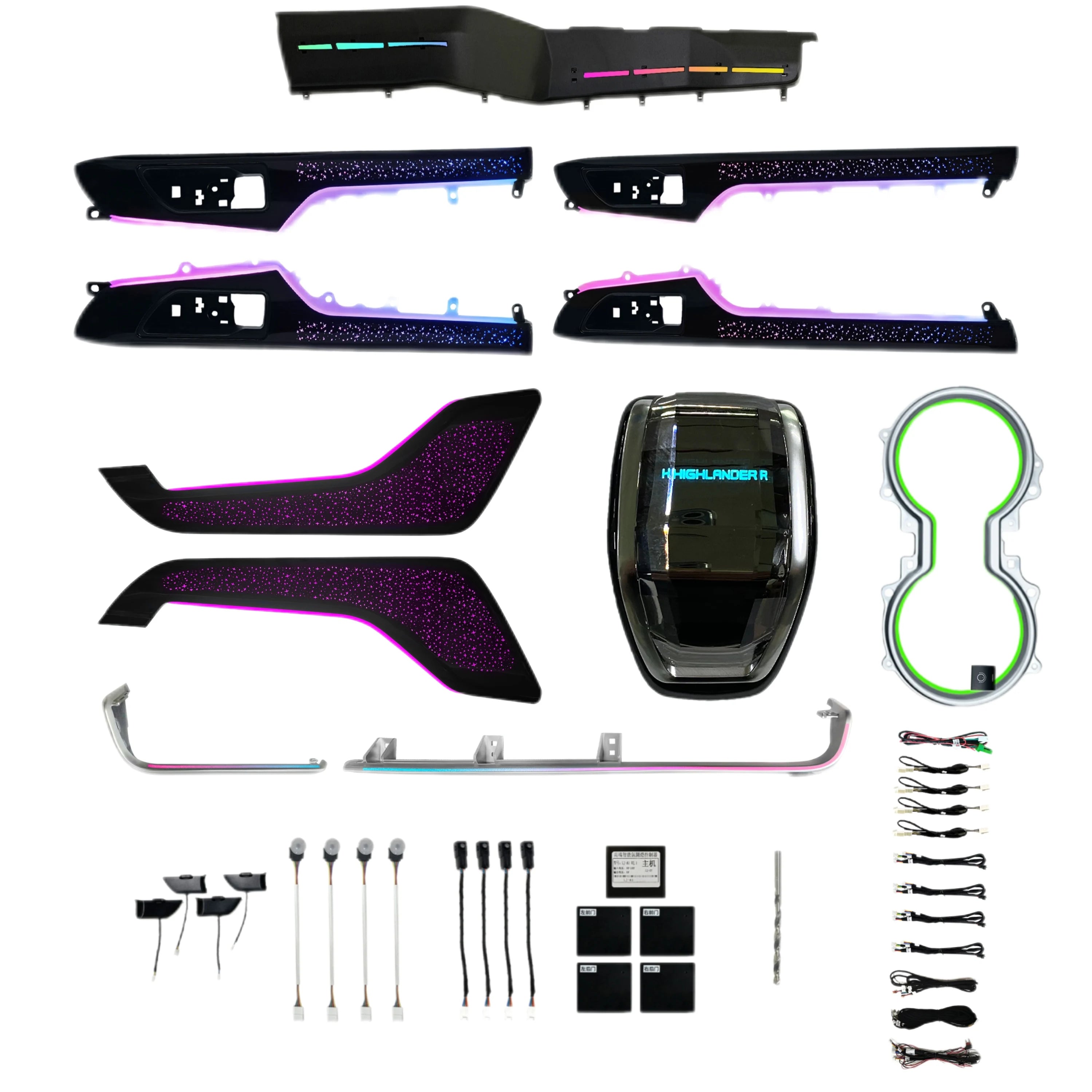 Upgrade Full Set Car Ambient Symphony Light Interior Atmosphere  Panel  for Toyota Highlander 2022-2024 High/Low End Version