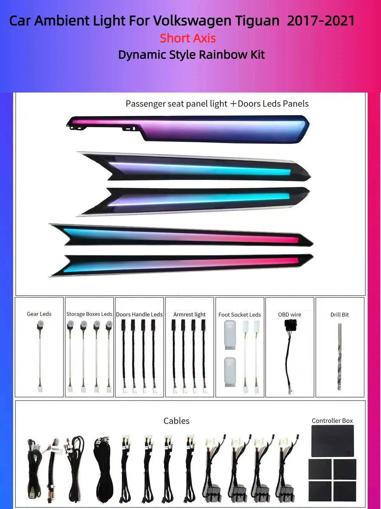 Factory Direct Sales Car Decor Light Ambient Car Accessories  Symphony LED Lamp Suitable  for Volkswagen VW Tiguan 2017 - 2021