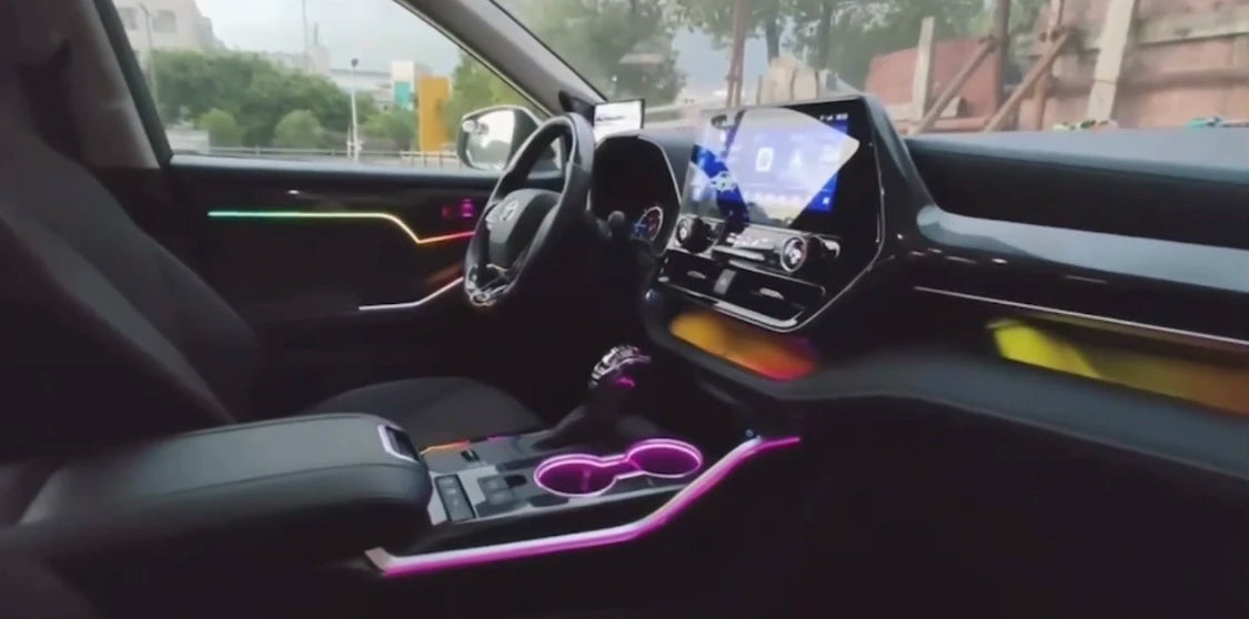 Upgrade Full Set Car Ambient Symphony Light Interior Atmosphere  Panel  for Toyota Highlander 2022-2024 High/Low End Version