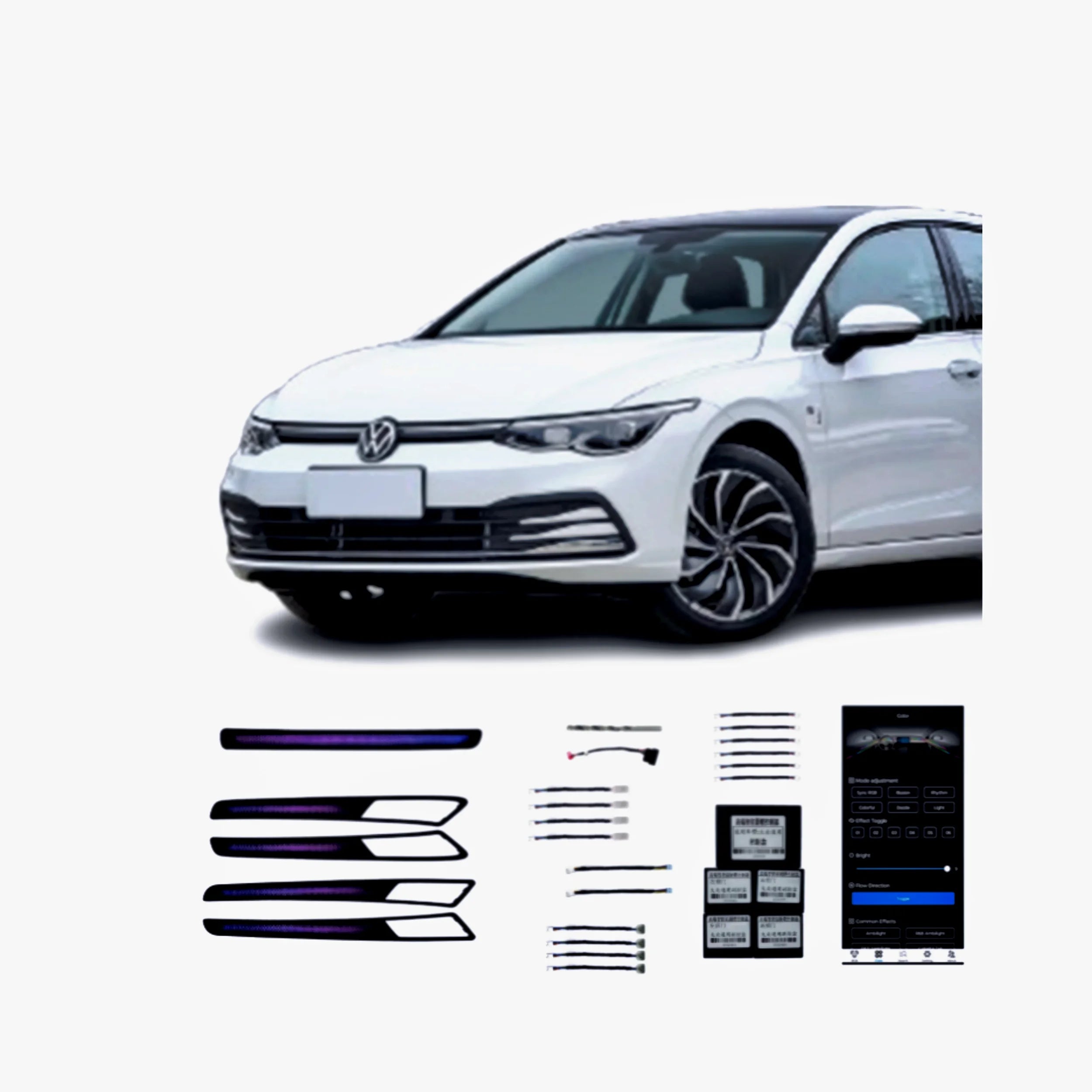 High Quality Ambient Lighting Suitable for Volkswagen Golf 7th Generation Right-hand Drive Right Peptide Colorful Dragon Scale