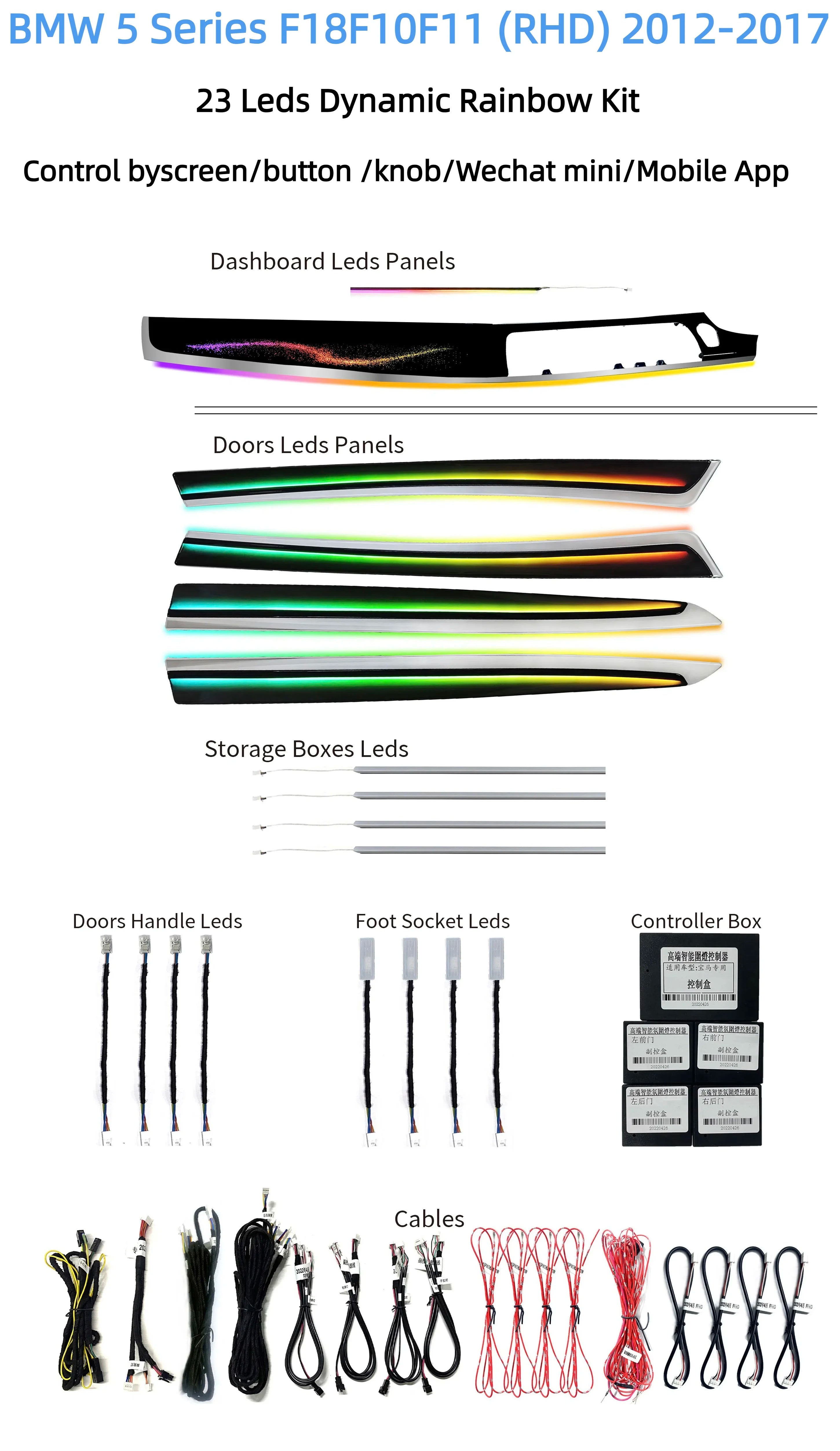 New RHD  Car Interior Ambient Light Colorful  Led  for Right Steering Wheel Galaxy Panel  for BMW 5 Series F10 F11 F18 2012-2017