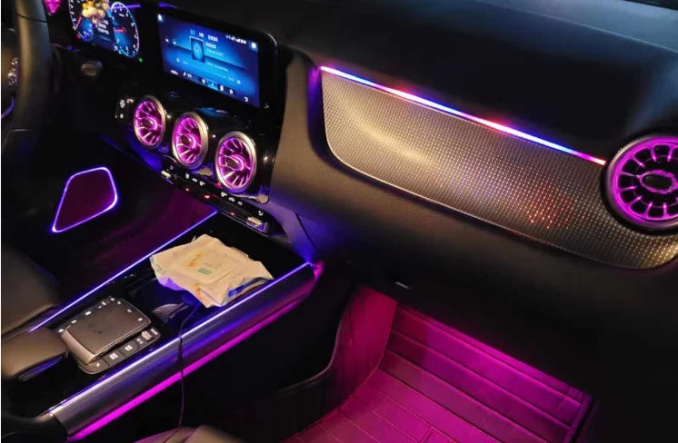 Upgrade Car Ambient Light 64 Colors Atmosphere Lamp Air Vent Rotating Speaker CoverSuitable for Mercedes Benz GLA W247 2020-2025