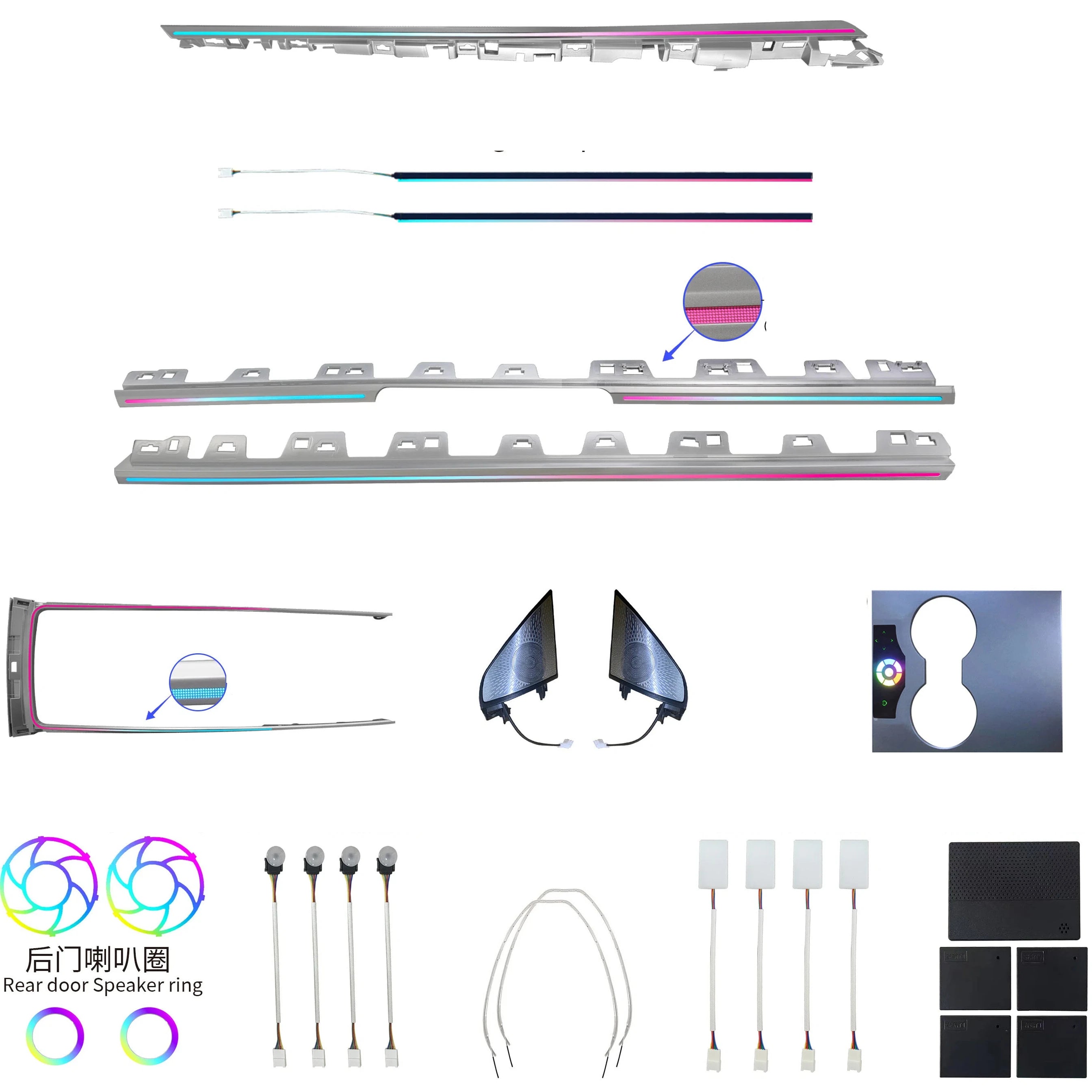 Car Symphony Ambient Light RHD LED Strip Lamp Right Hand Driver Laser Carving Style Suitable for Tesla Model 3 Model Y 2021-2022