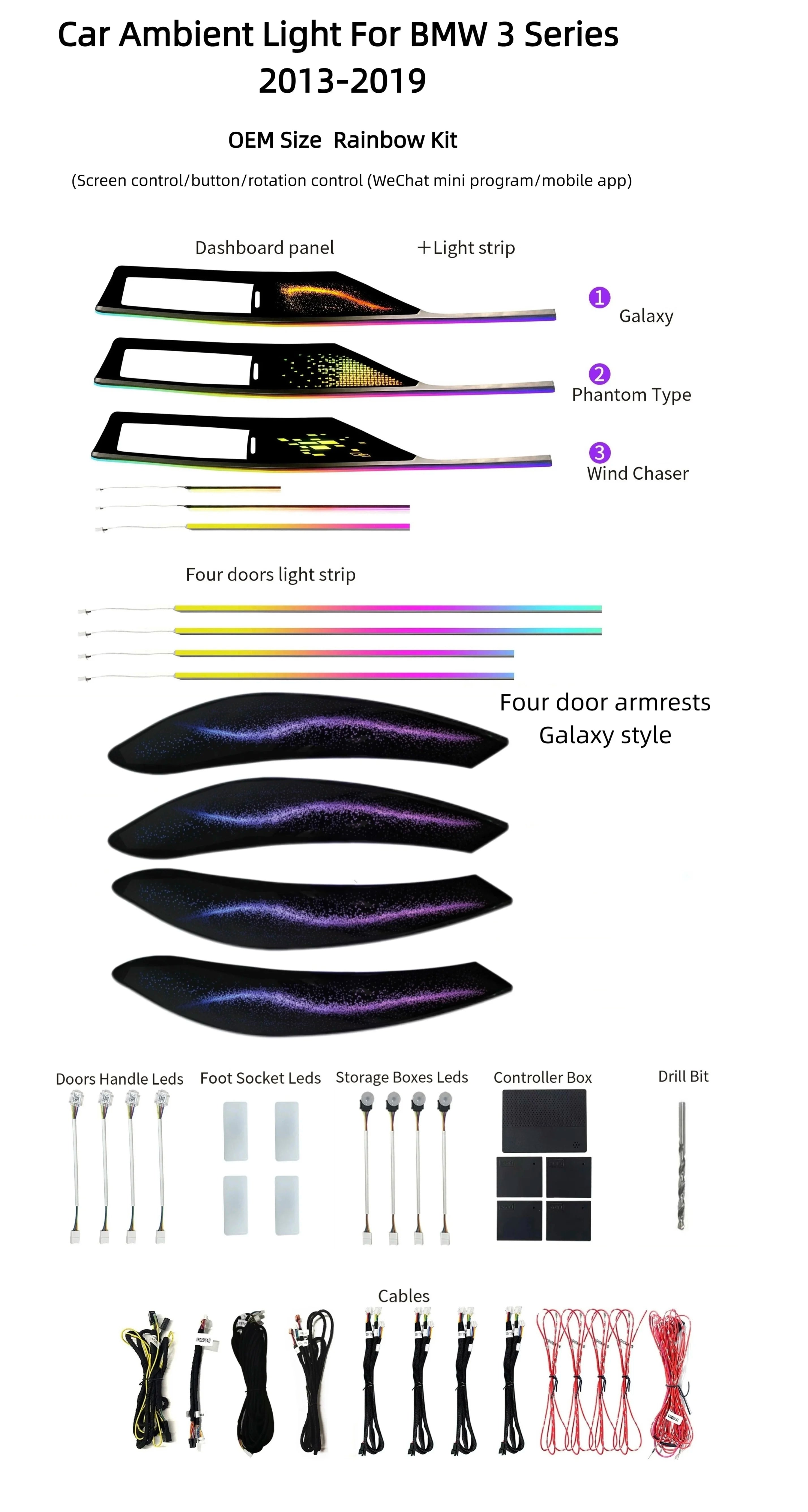 Car Ambient LED Symphony Speaker Cover Door Armrest Light Suitable for BMW 3 Series  F30 F34  F35 4 Series F32 F33 F36 2014-2019