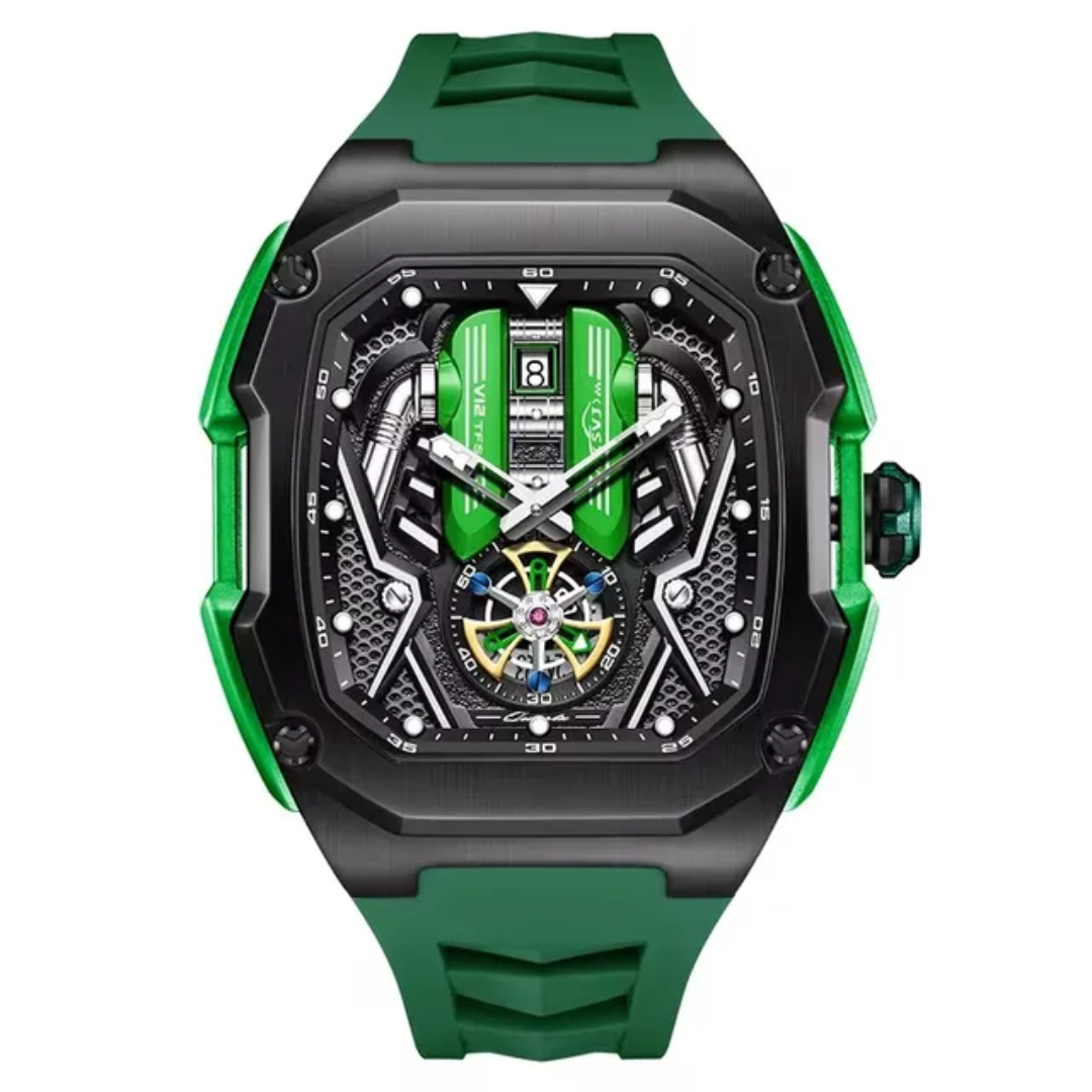Montre Mécanique Automatique Homme – Design Moteur Tourbillon Sport