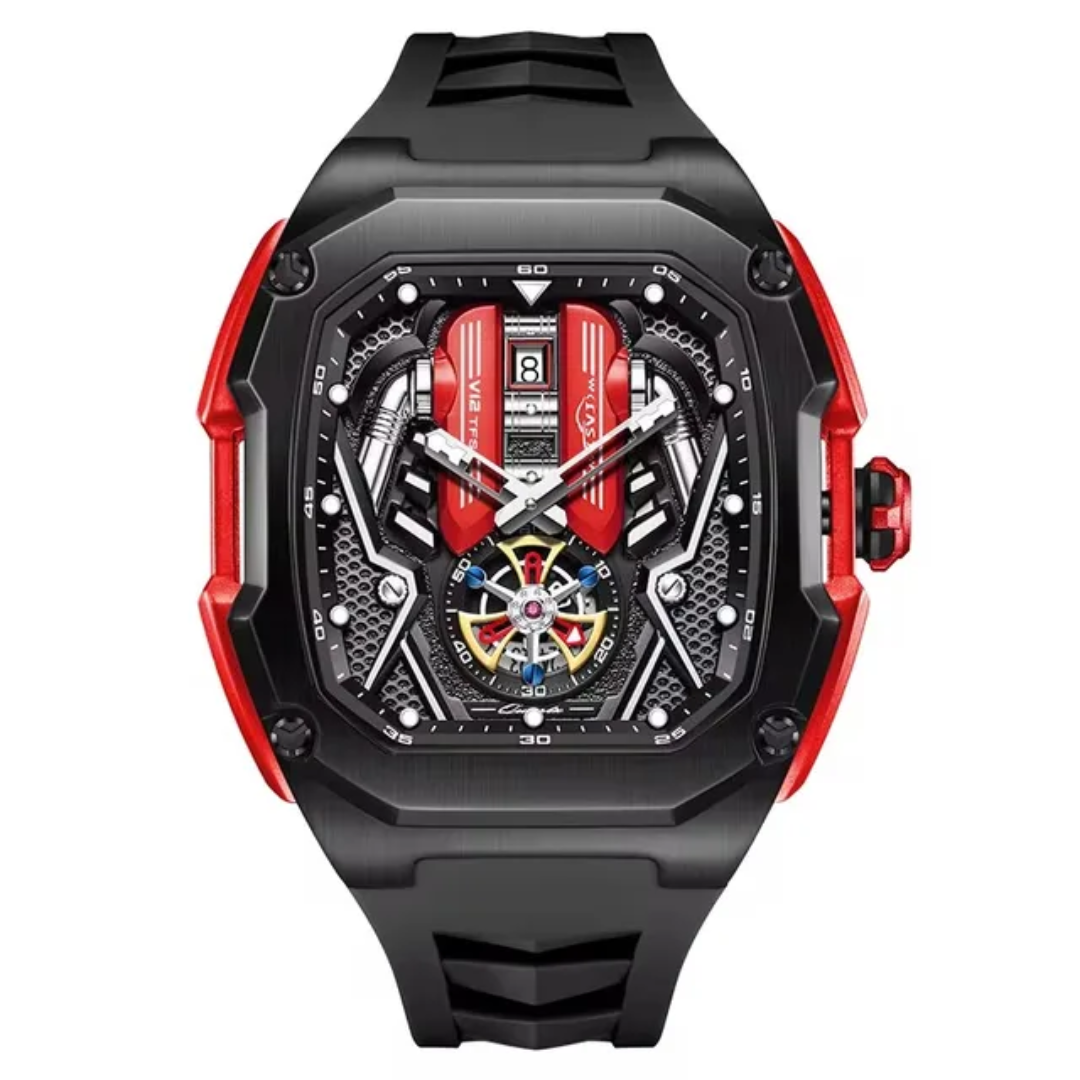 Montre Mécanique Automatique Homme – Design Moteur Tourbillon Sport