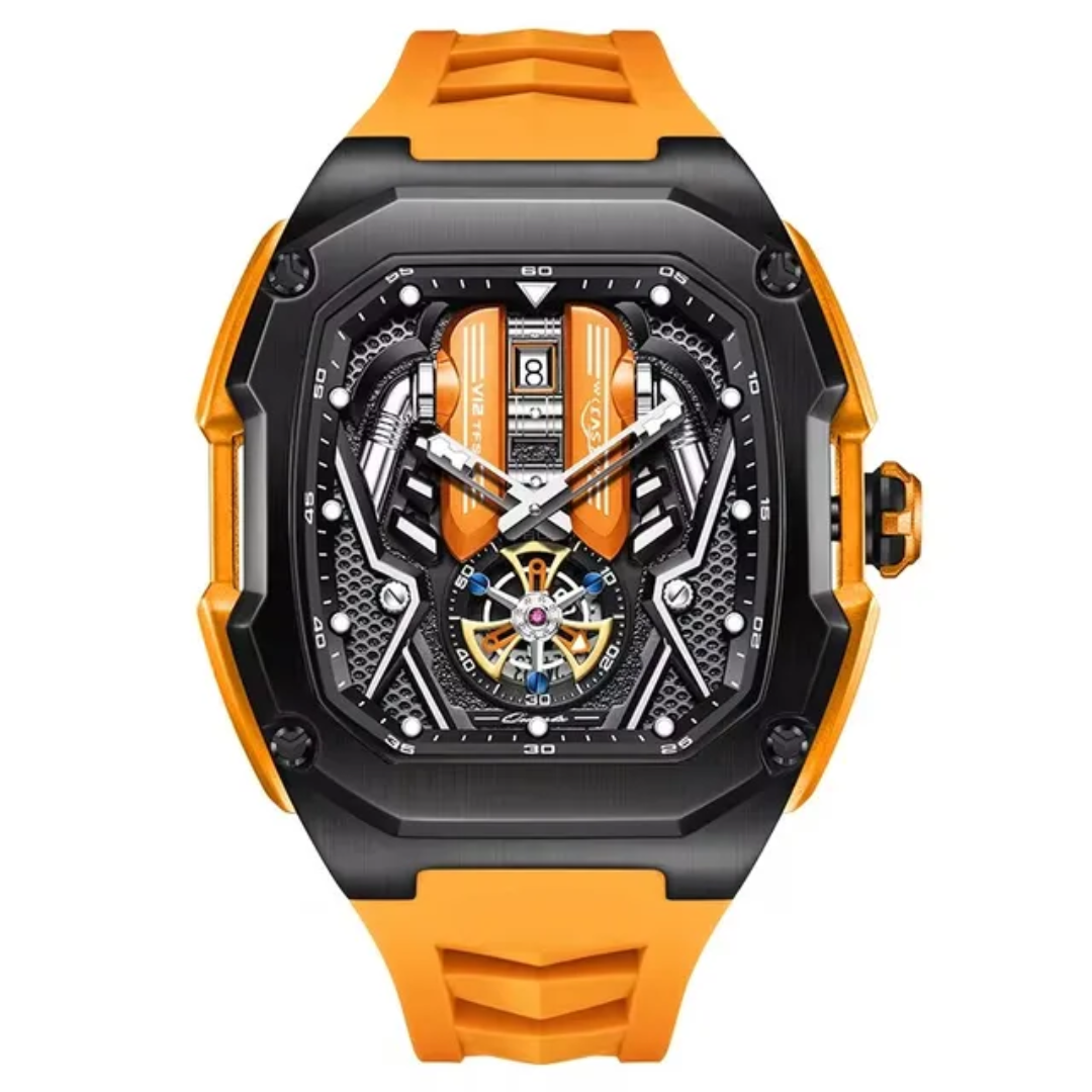 Montre Mécanique Automatique Homme – Design Moteur Tourbillon Sport
